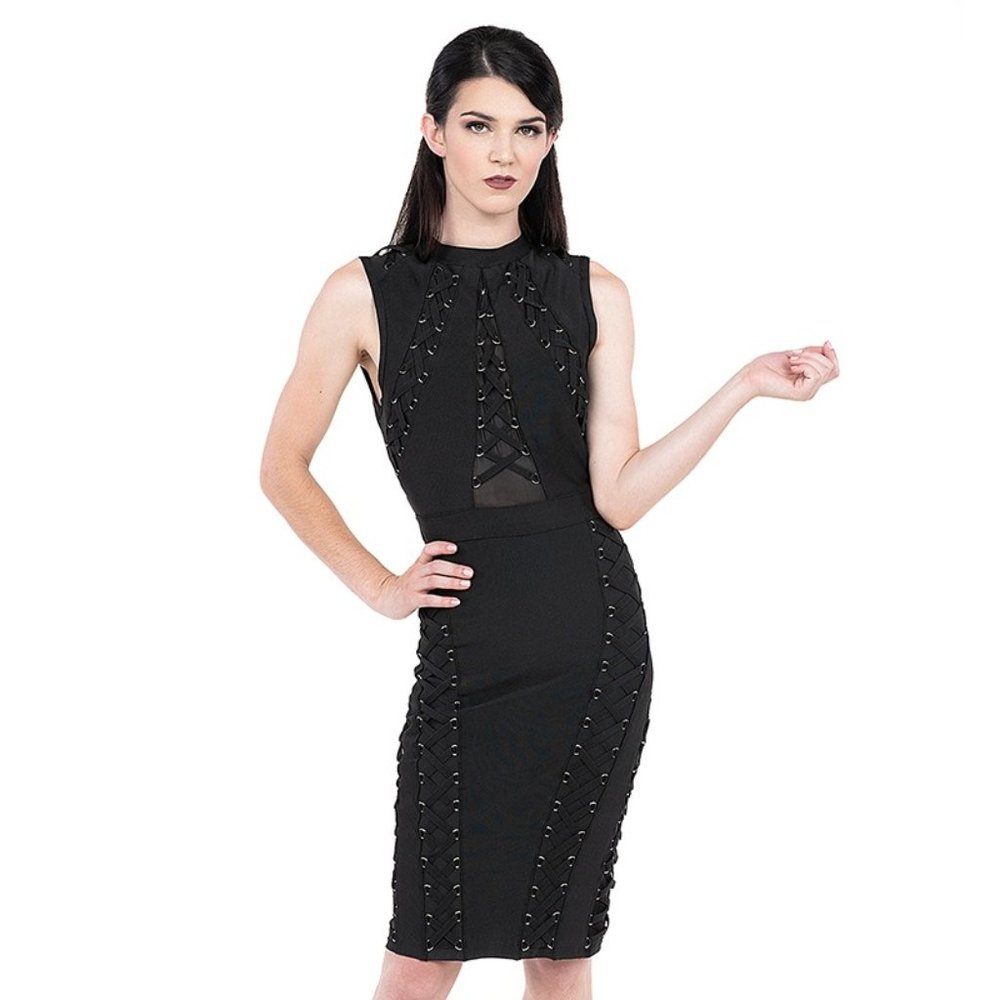 Lace Up Open-Back Bandage Dress